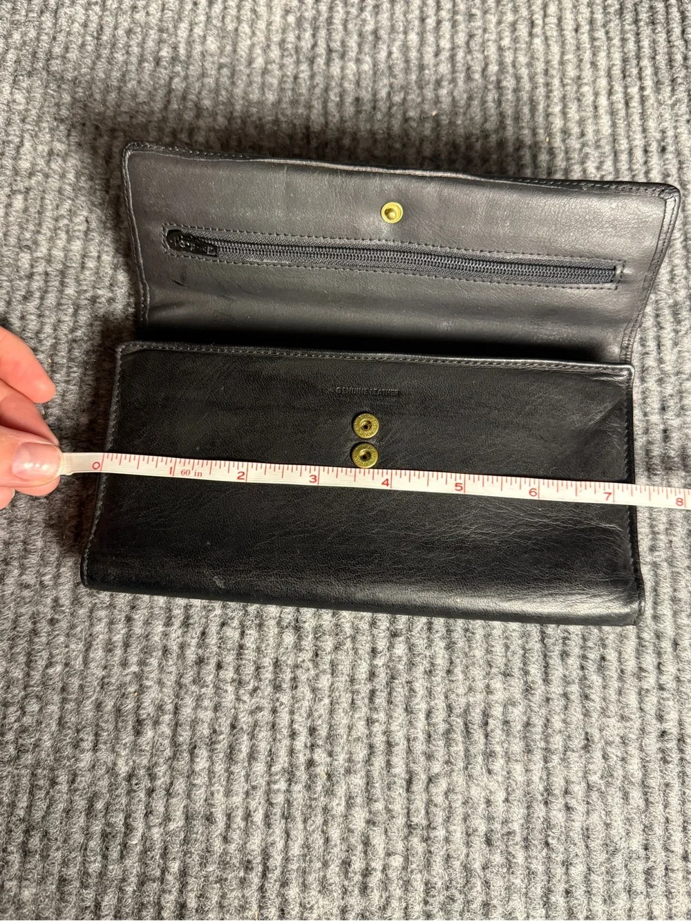 VINTAGE Genuine Black Leather Flap Tri-Fold Continental Wallet